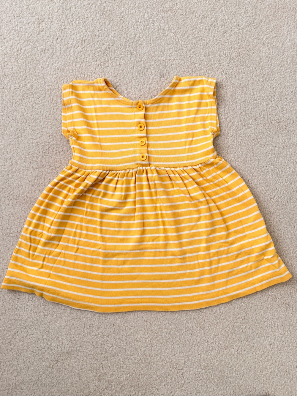 Hannah Yellow & White Striped Button-Front Casual Play Dress